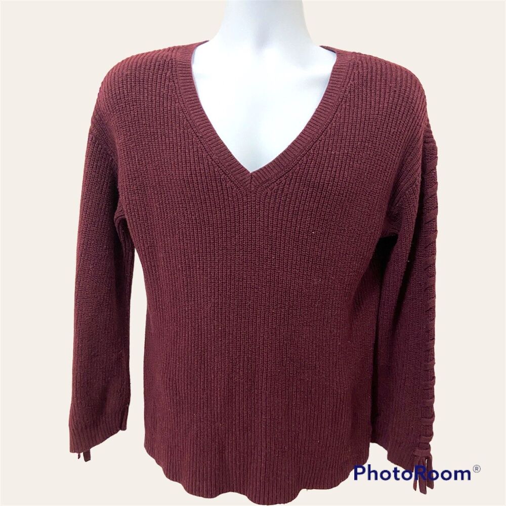 AMERICAN EAGLE OUTFITTERS Burgundy Red Knit Wool Sweater Women’s Medium Ribbed